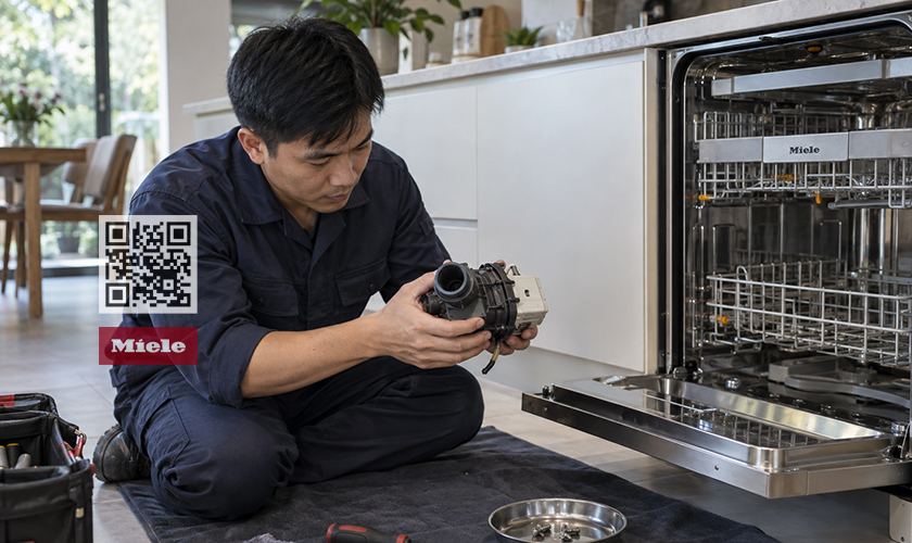 Kỹ thuật viên kiểm tra bơm tuần hoàn để xác định nguyên nhân lỗi F14