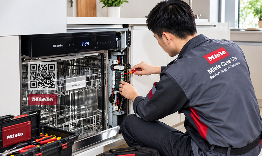 Trạm bảo hành Miele Care VN tiếp nhận sửa lỗi F24 máy rửa bát Miele tại nhà